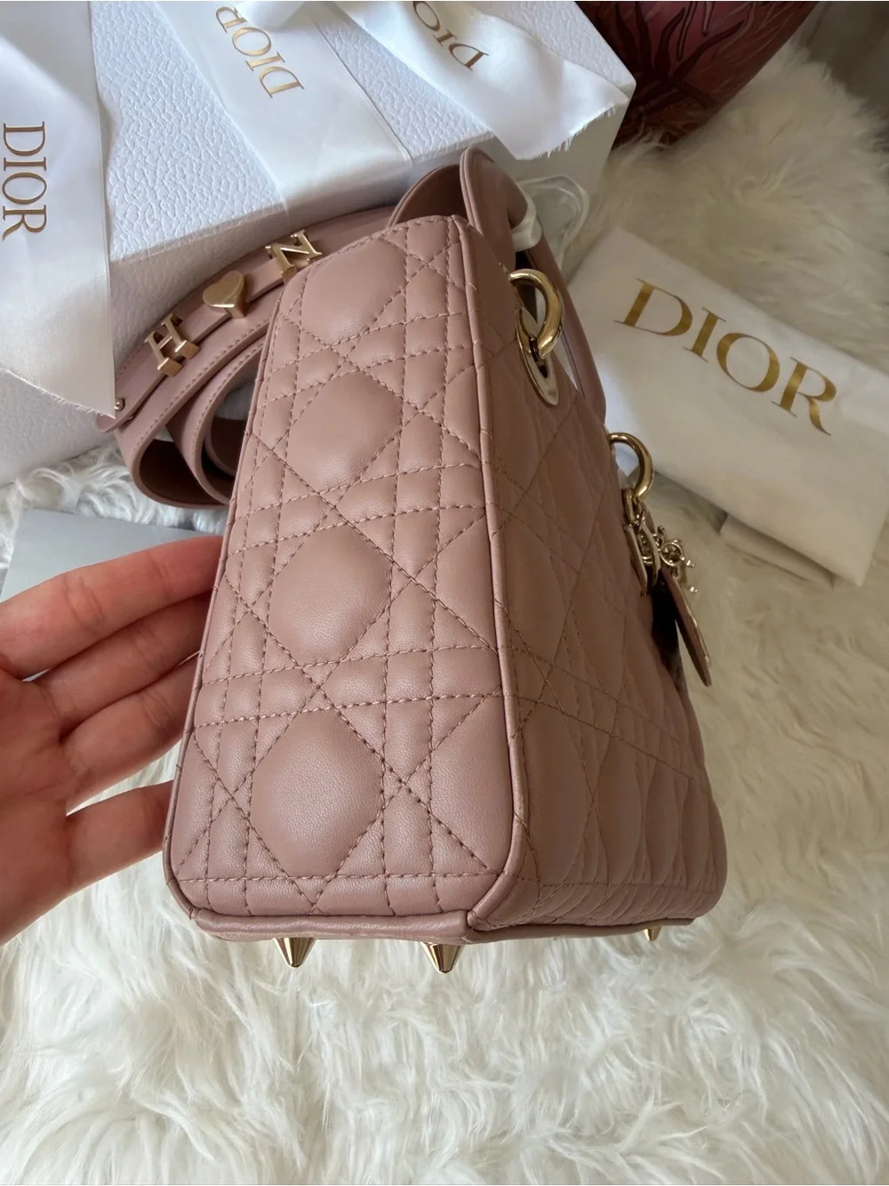 CHRISTIAN DIOR MY LADY D LAMBSKIN CANNAGE WITH LUCKY BADGES